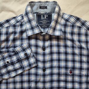 Louis Philippe Slim Fit Men Size 39 cm Plaid Long Sleeve Button Up‎ Shirt